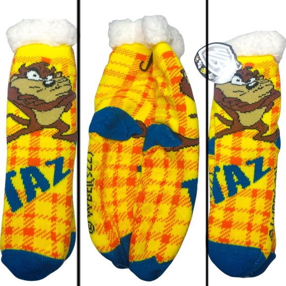 🥳 Free with Purchase- Tasmanian Devil Looney Sherpa Lined Slipper Socks - Picture 1 of 7